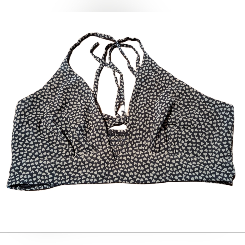 Free People Black and White Heart Print Bandeau